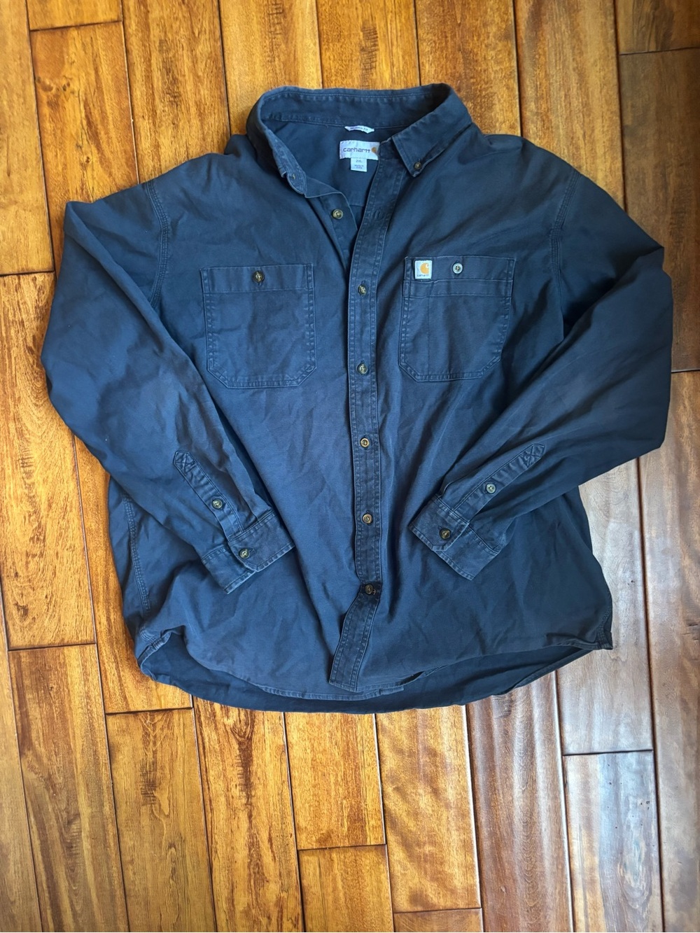 Carhartt Men's Dark Blue Button-Front Shirt Jacket